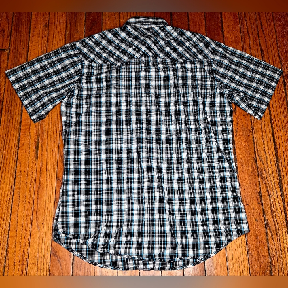 WRANGLER Wrancher Pearl Snap Shirt Mens Medium Short Sleeve Plaid Western B5 - Picture 3 of 6
